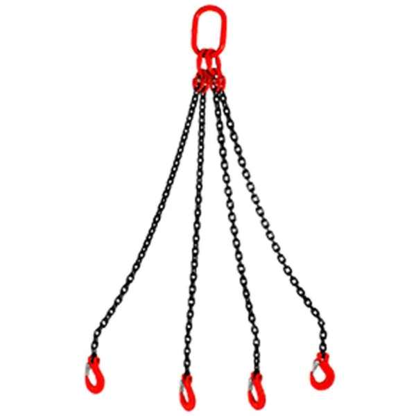ESLINGA DE CADENA 1/2" G80, 12M CUADRUPLE GANCHO TRABA SKU:C-02065